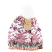 Ombre Aztec Faux Fur Pom Beanie