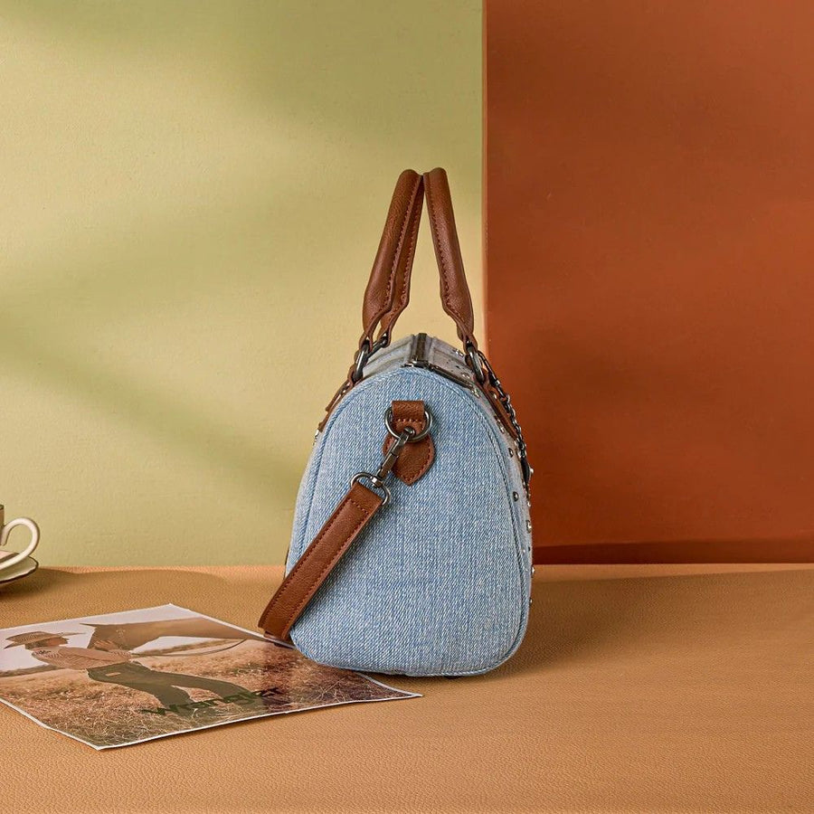 Wrangler Western Rhinestone Denim Boston Bag