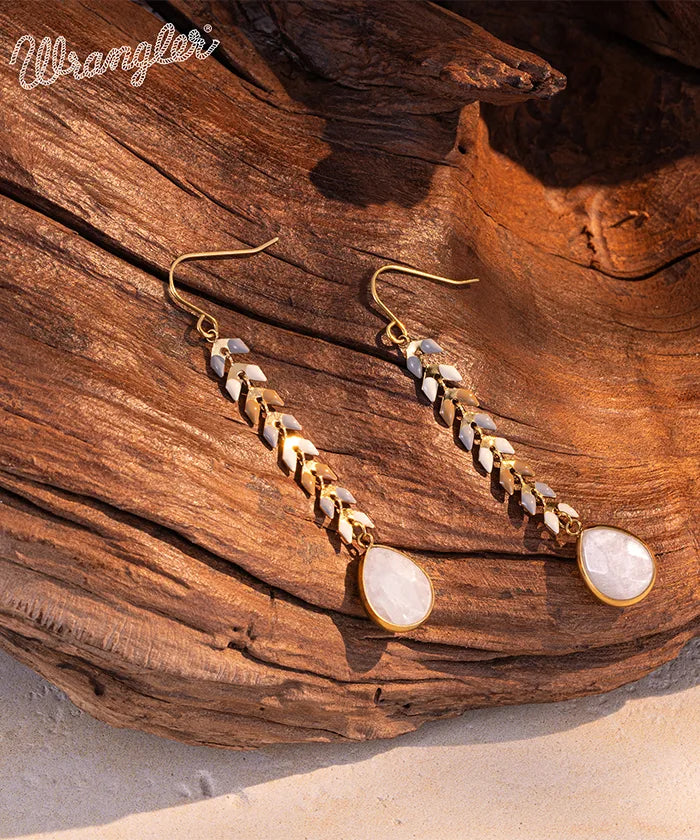 Natural Stone Tear Drop Statement Earring 14K Gold