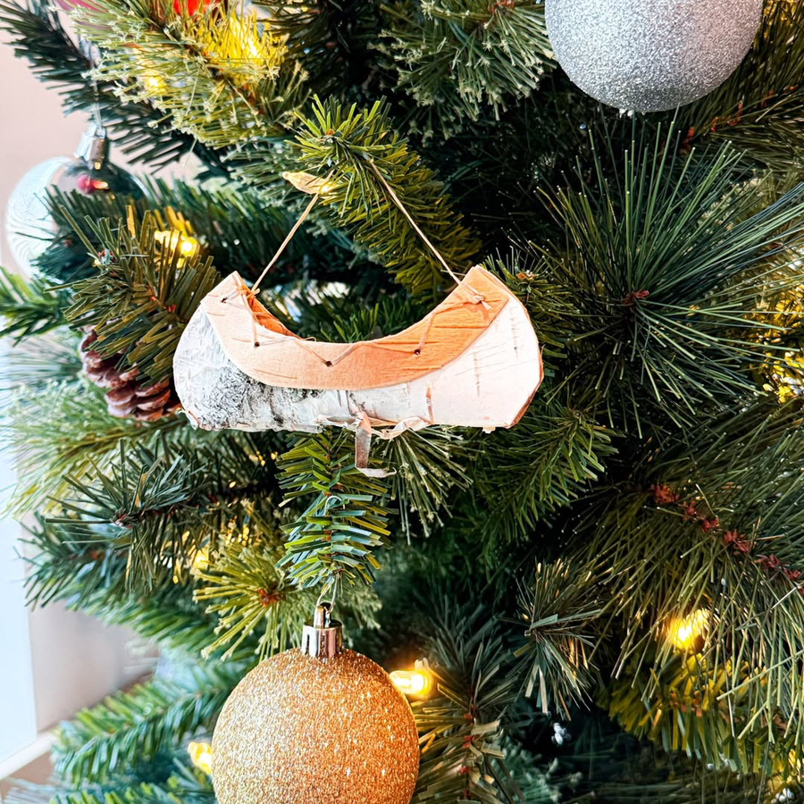 Mini Birchbark Canoe Ornament