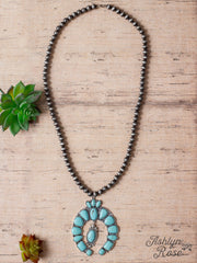 Squash Blossom Turquoise Statment Necklace