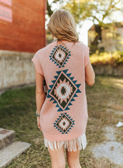 Women's Aztec Knit Sleeveless Sweater Dress