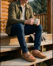 Men's Maple Leaf Suede Leather Trim Moccasins (Limited Edition)