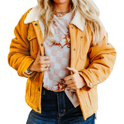 Women's Sherpa Lined Collared Camel Jacket