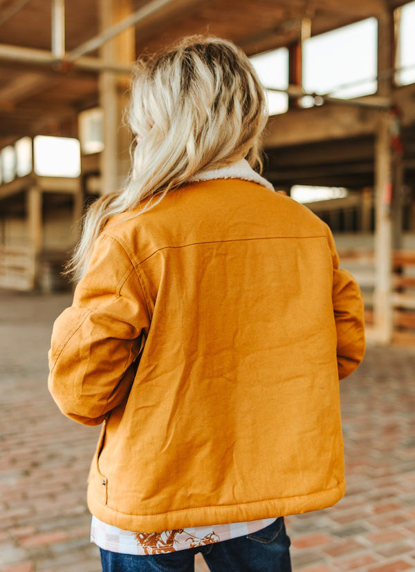 Women's Sherpa Lined Collared Camel Jacket