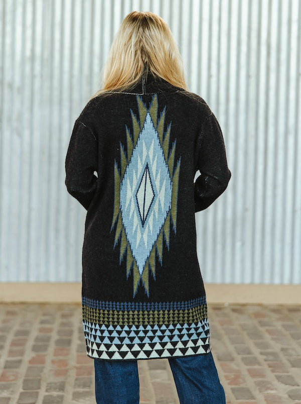 Women's Western Aztec Knitted Cardigan Sweater