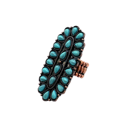 Copper Stretch Oval Concho Turquoise Ring