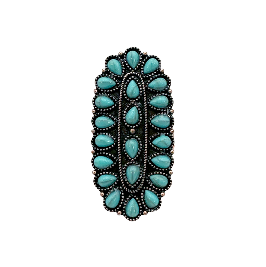 Copper Stretch Oval Concho Turquoise Ring