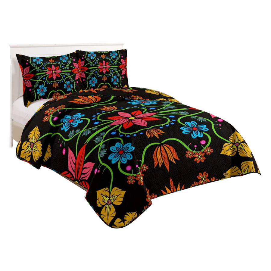 Indigenous Art Floral Sherpa Comforter Set