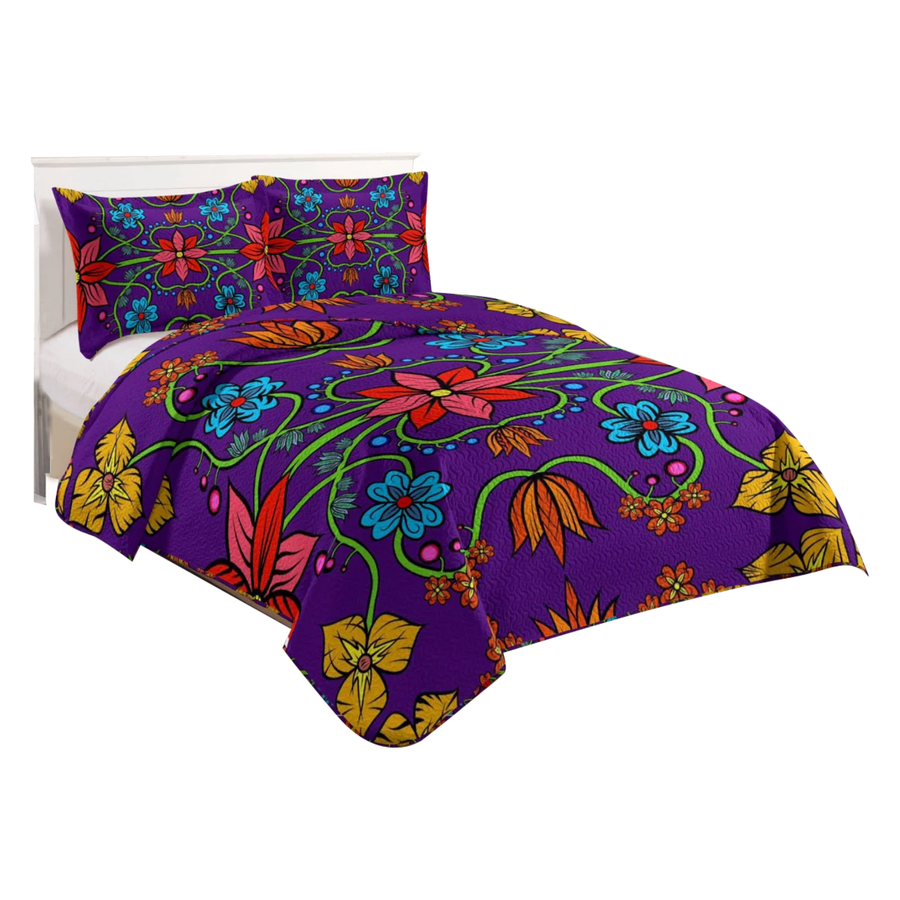 Indigenous Art Floral Sherpa Comforter Set