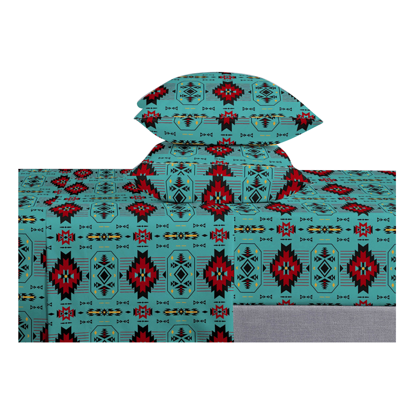 Aztec Sheet Set Indigenous Art 4-Piece Sheet Sets by KEYA Bedding Co. – Leather-Moccasins