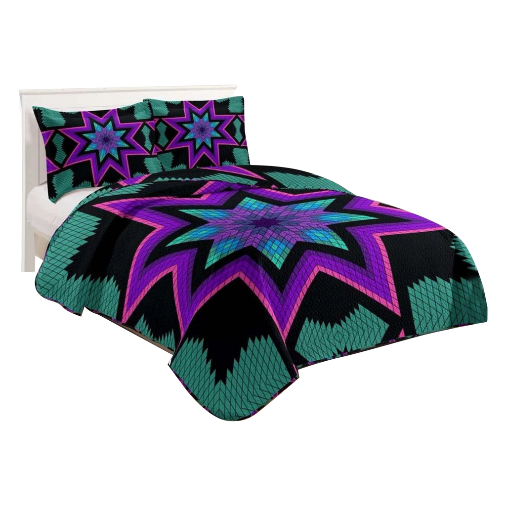 Indigenous Art Quilt Bedding Set Size Queen by KEYA Bedding Co. –  Leather-Moccasins, image size:1024x1024