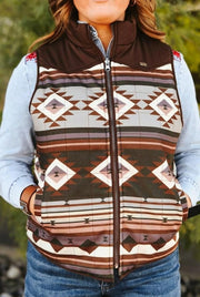 Women's Multi Aztec Quilted Reversible Yoke Vest