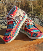 Women's Western Maverick Fringed Ankle Moccasin Shoes
