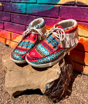 Women's Western Maverick Fringed Ankle Moccasin Shoes