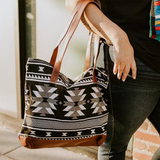 Indigenous Art Woven Tote Bag