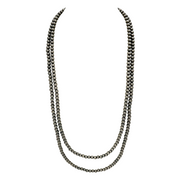Navajo Pearl Long Silver-Tone Bead Necklace