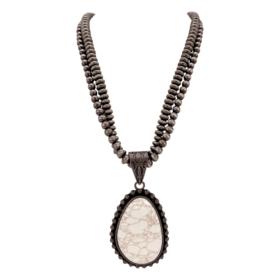 Double Navajo Pearl Turquoise Pendant Necklace