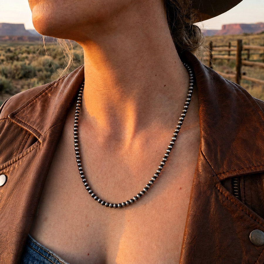Navajo Pearl Silver-Tone Bead Necklaces