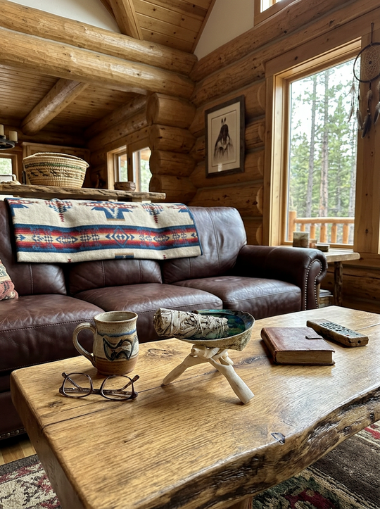 Wooden Tripod Stand with Abalone Smudging Shell
