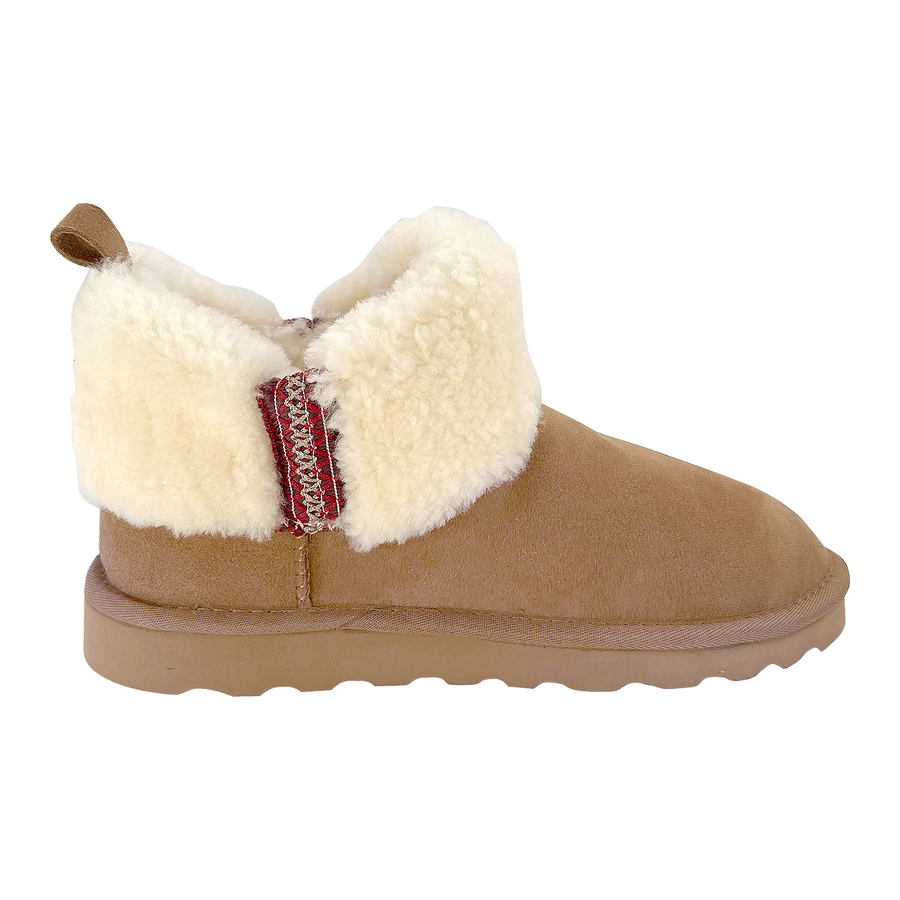 Women’s Sheepskin Braid Trim Ankle Boots