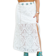 Women's Lined White Lace Maxi Skirt