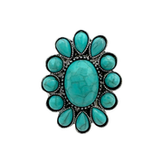 Silver Stretch Concho Turquoise Ring