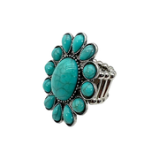 Silver Stretch Concho Turquoise Ring
