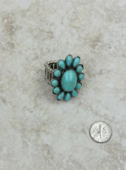 Silver Stretch Concho Turquoise Ring