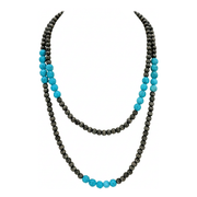 Navajo Pearl Long Silver-Tone & Turquoise Bead Necklace