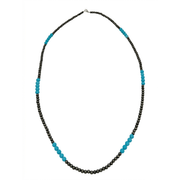 Navajo Pearl Long Silver-Tone & Turquoise Bead Necklace