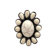 Silver Stretch Concho Turquoise Ring