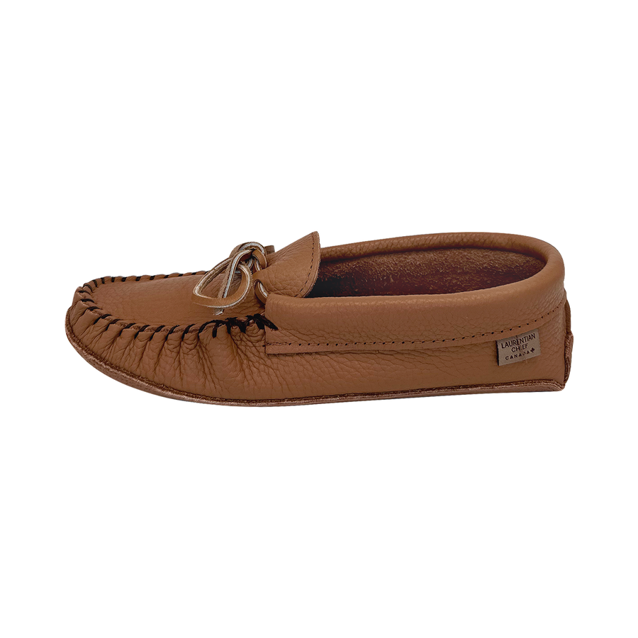 Womens Soft Sole Brown Leather Laurentian Chief Moccasins