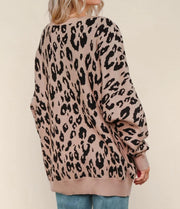 Women's Leopard Jacquard Oversized Sweater