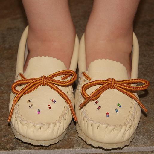 Children's Crepe Sole Leather Beaded Moccasins