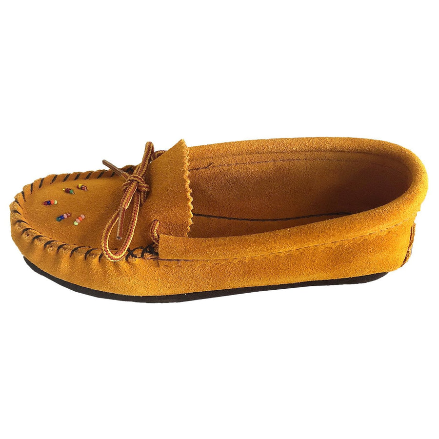 Junior Rubber Sole Suede Beaded Moccasins