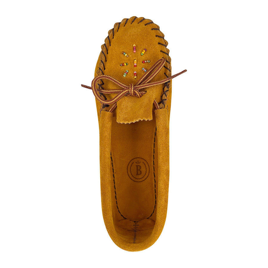 Junior Rubber Sole Suede Beaded Moccasins