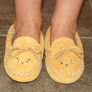 Children's Moose Hide Suede Fleece Lined Beaded Moccasins