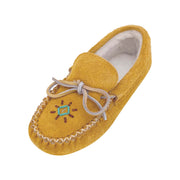 Women's Fleece Lined Beaded Suede Moccasins