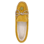 Women's Fleece Lined Beaded Suede Moccasins