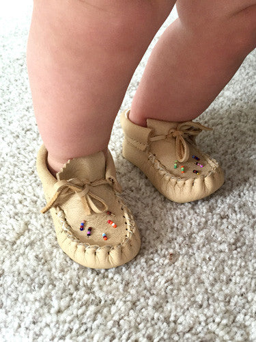 Baby Moose Hide Beaded Moccasins