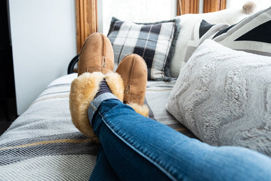 Women's Sheepskin Cabin Slippers with Velcro