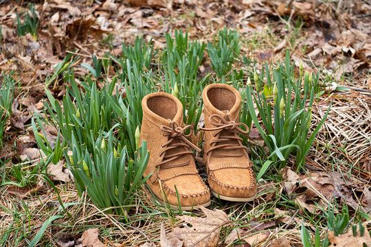 Women's Floral Embossed Suede Moccasin Boots