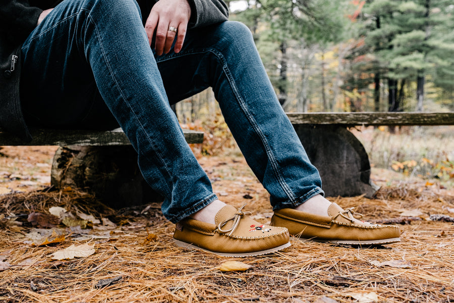 Men's Moose Hide Beaded Moccasin Shoes (Final Clearance)