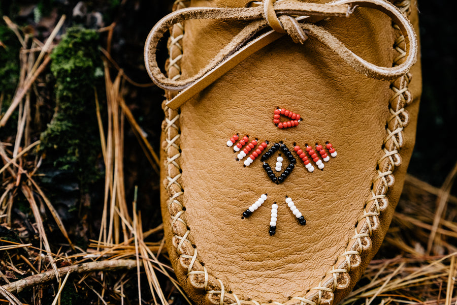 Men's Moose Hide Beaded Moccasin Shoes (Final Clearance)