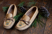 Men's Soft Sole Moose Hide Leather Beaded Moccasins