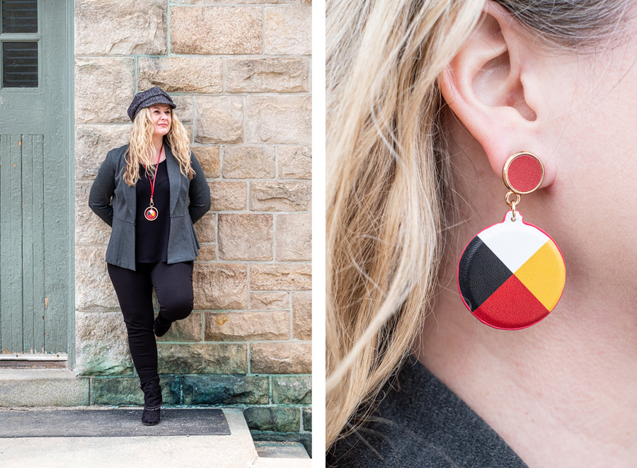 Medicine Wheel Jewelry Set Vegan Leather