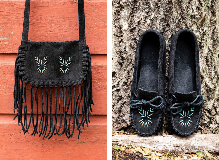 Black Suede Fringed Bag