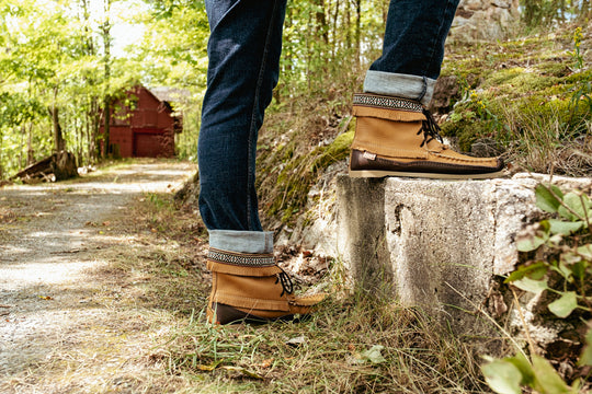 Men's Cork Brown Ankle Moccasin Boots Handmade from Real Moose Hide ...