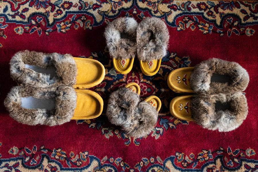 Men's Fleece Lined Suede Moccasins With Rabbit Fur